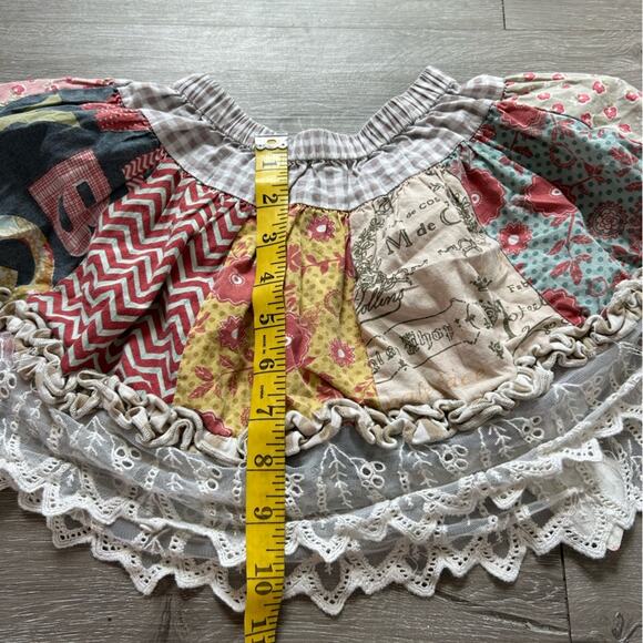 Mudpie- stretch waist - ruffle patchwork skirt- little girls 4T boho cotton - Picture 4 of 6